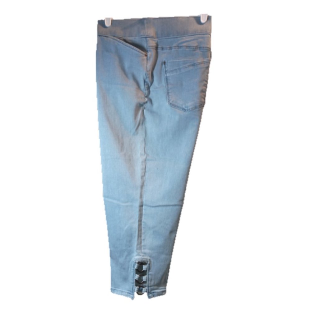 Intro Love the Fit Light Blue Pants Jeggings with Metal Accents at Ankle Sz16